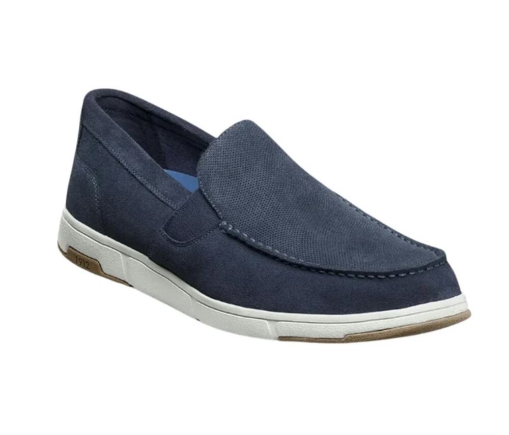 Nunn Bush Luca Suede MTV Shoes Mens Size 8.5W Navy Slip Comfort Loafers New Box